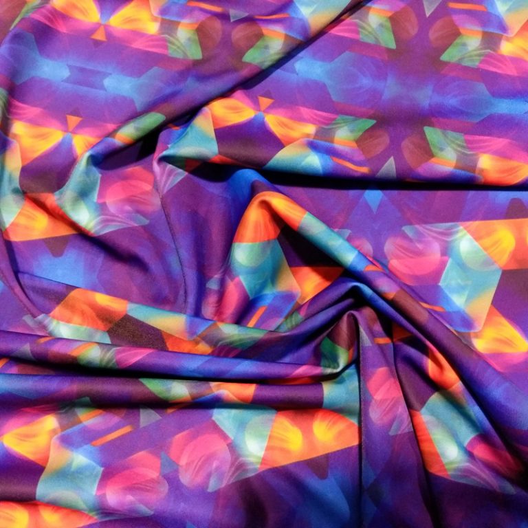 Hyperreal Structure Purple Printed Spandex | Shine Trimmings & Fabrics
