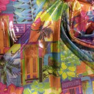 Tropical Hawaiian print with metallic foil shimmer