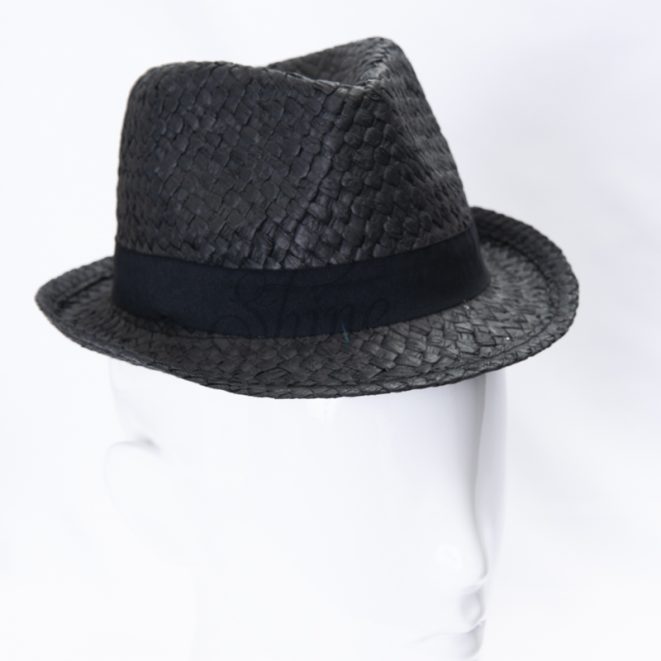 Straw Fedora Hat Black Shine Trimmings & Fabrics