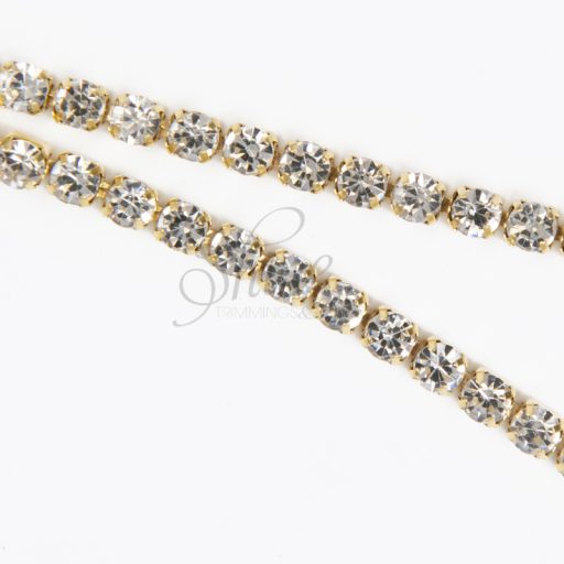 Single Row Diamante Trimming - Gold/Crystal 4mm