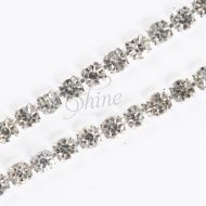 Single Row Diamante Trimming - Silver/Crystal 4mm