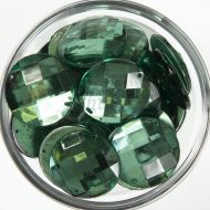 Plastic Emerald Sew On Stones Round 30mm