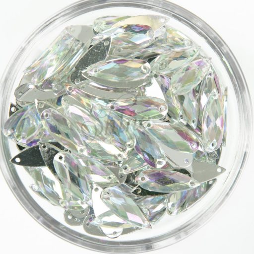 Plastic Crystal AB Sew On Stones Raindrop 8x22mm