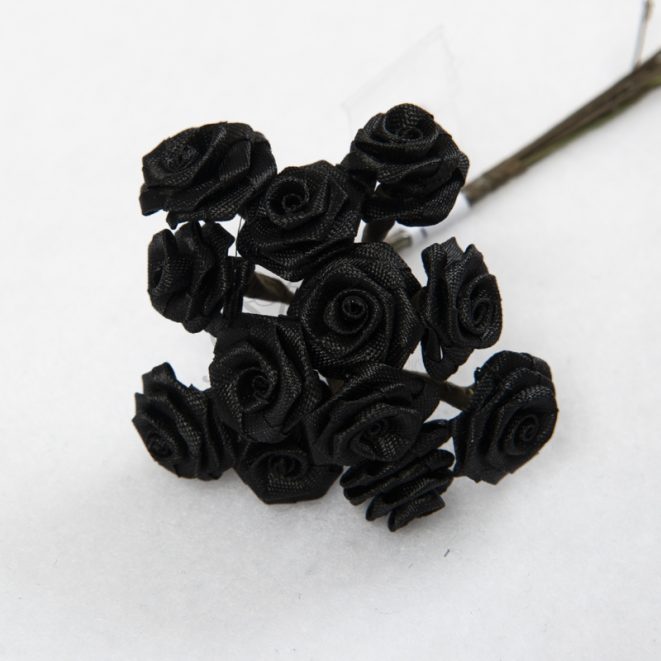 Bunch of Mini Satin Roses Black | Shine Trimmings & Fabrics