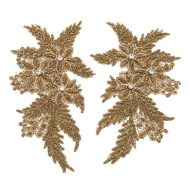 Marilyn Glitter Lace Motif Pair H0115 - Antique Gold