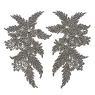 Marilyn Glitter Lace Motif Pair H0115 - Silver