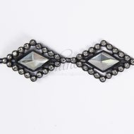 Diamond Shaped Diamante and Crystal Trim - Black