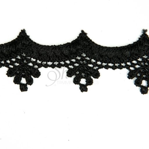 Embroidery Lace Trimming with Scallop Design - Black