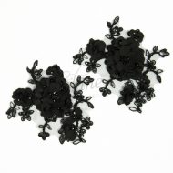 Lace 3D Motif Pair - T286- Black