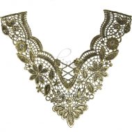 V Shape Coated Lace Motif Black Gold