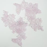 Beaded Floral Long Leaf Trail Satin Lace Motif - Ballet Pink