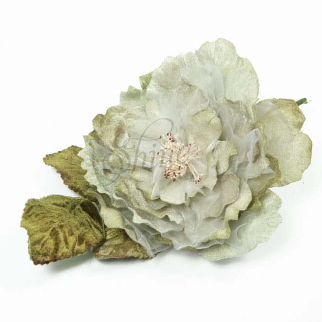 Cabbage Rose Sage Green Shine Trimmings & Fabrics