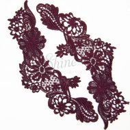 Springtime Swirl Guipure Lace Motif Pair Burgundy