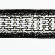 Diamante Mesh Trim with Silver Sparkle - Black