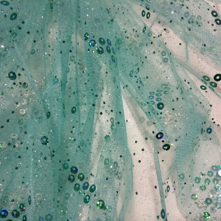 Sequin Glitter Tulle Mint Shine Trimmings & Fabrics