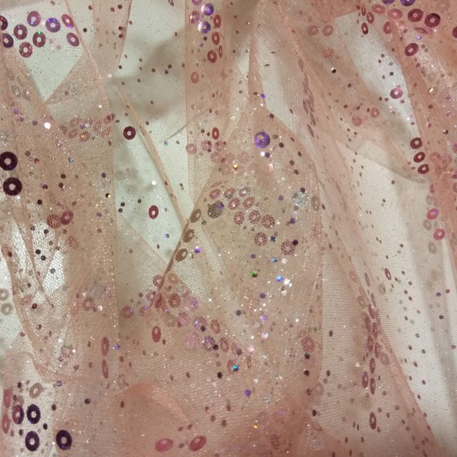Sequin Glitter Tulle Apricot Shine Trimmings & Fabrics