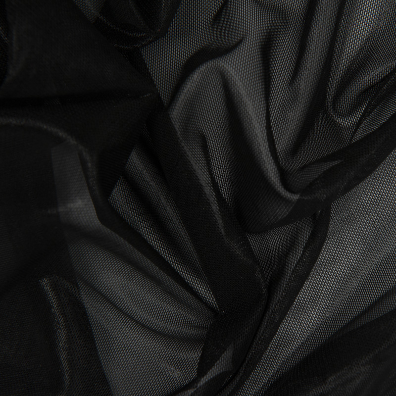 Metallic Foil Stretch Mesh – Black/Black