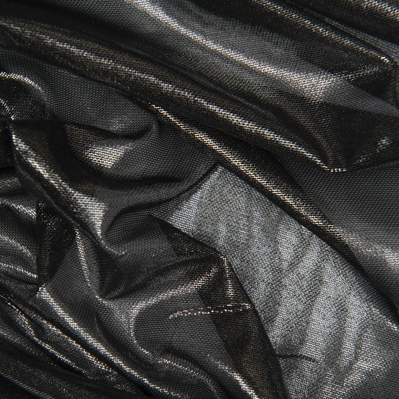 Metallic Foil Stretch Mesh – Black/Silver | Shine Trimmings & Fabrics