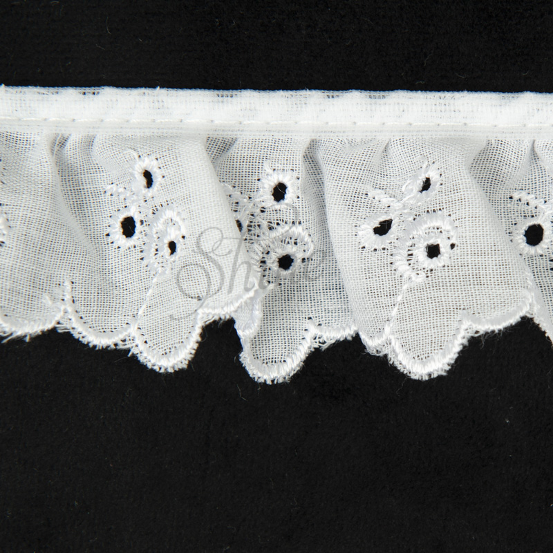 Gathered Broderie Anglaise Cambric Lace Trimming 7668 | Shine Trimmings ...