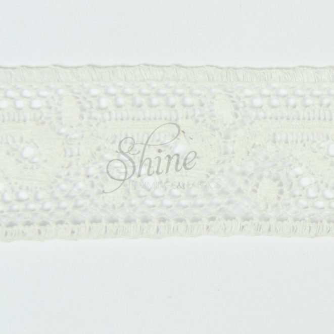 Leavers Cotton Lace Trim 1644 White Shine Trimmings & Fabrics