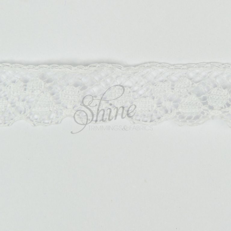 Leavers Lace Trim 17360 White Shine Trimmings & Fabrics
