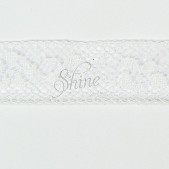 Leavers Cotton Lace Trim 17371 White Shine Trimmings & Fabrics