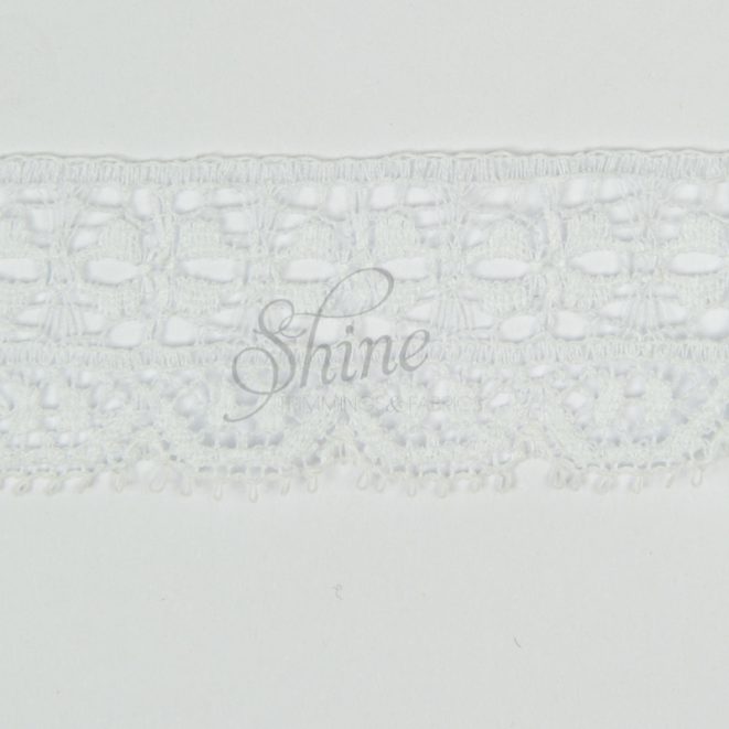 Leavers Cotton Lace Trim 2325 White Shine Trimmings & Fabrics