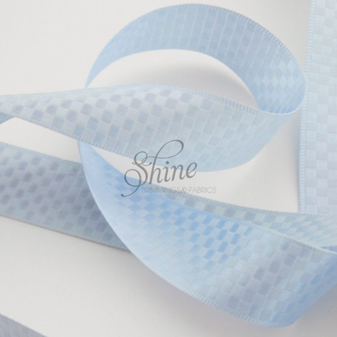 Embossed Satin Ribbon Pale Blue Shine Trimmings & Fabrics