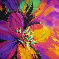 Brushed Tropical Flowers in Multi Stretch Spandex