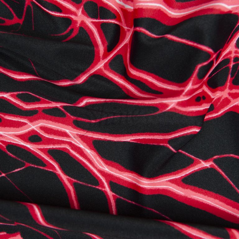 Red Lightning Bolt Stretch Spandex Shine Trimmings And Fabrics 
