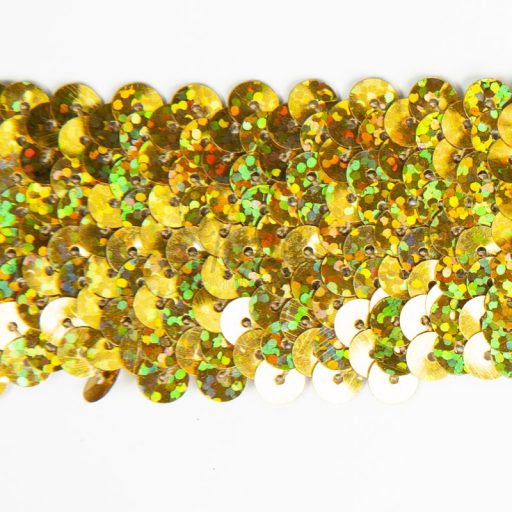 Stretch Sequin Trim 4 Row - Dark Gold Sparkle