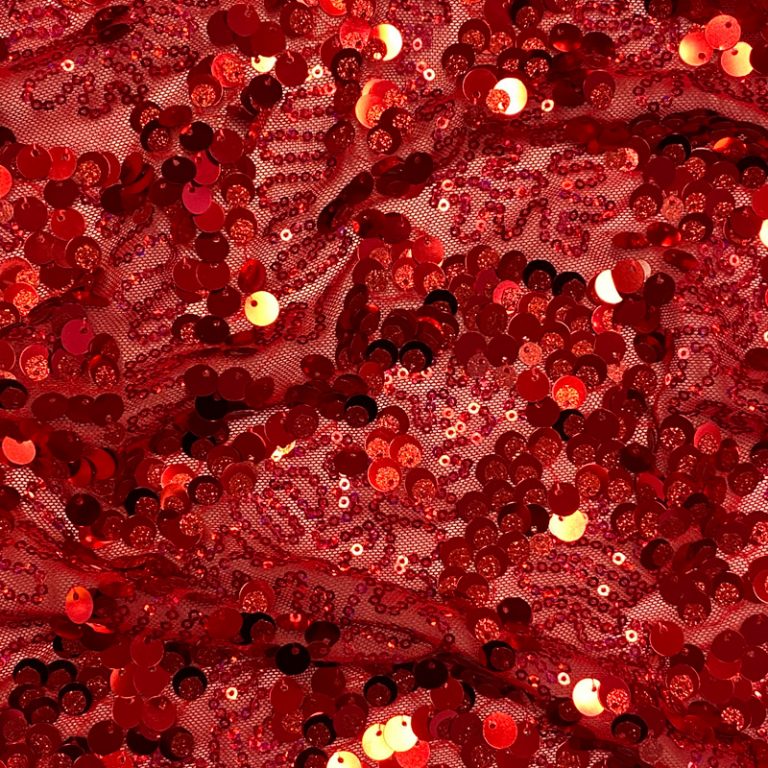 Riviera Stretch Sequin Mesh Red Shine Trimmings & Fabrics