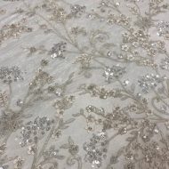 Alyssa Sequin Beaded Lace Tulle - Ivory/Silver/Crystal