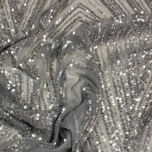 Glamour Sequin Stretch Mesh - Silver/Grey - Image 2