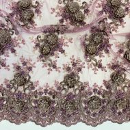 3D Embroidered Lace with Scalloped Edge - Dahlia