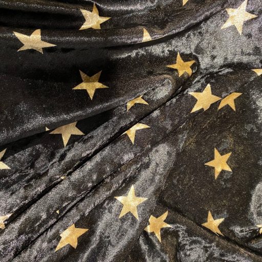 Stretch Velvet Stars - Brown/Gold