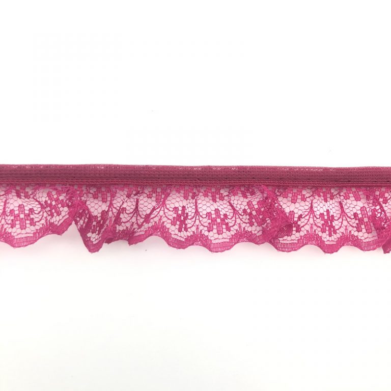 Gathered Nylon Lace Trimming 133 Burgundy Shine Trimmings & Fabrics