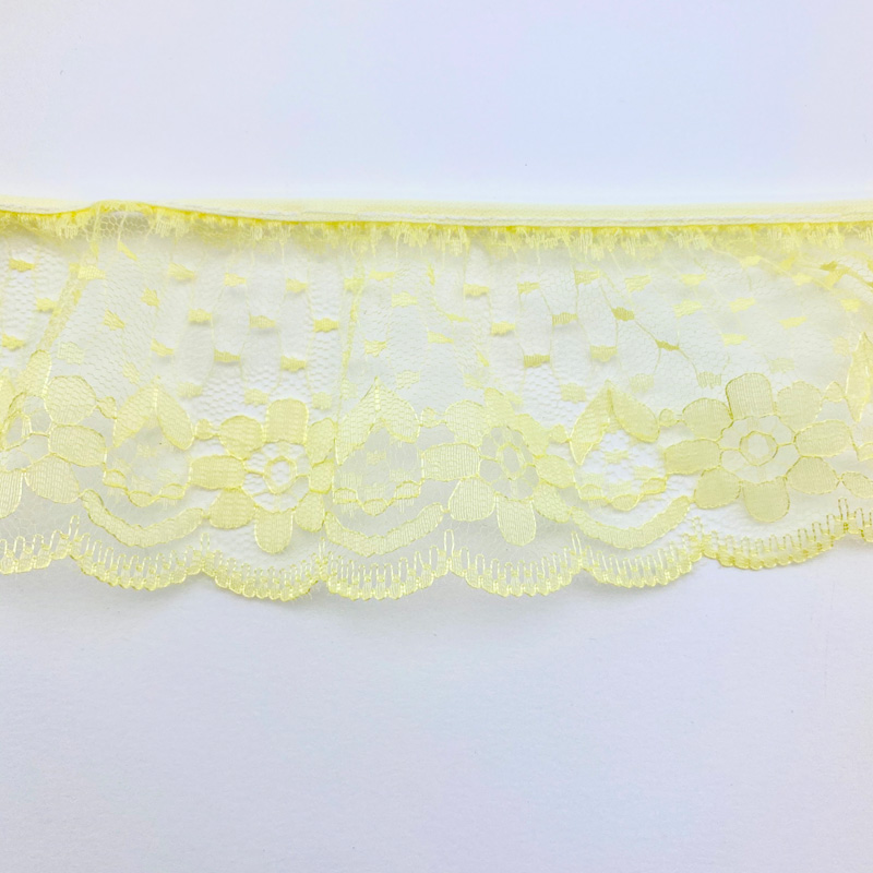 Gathered Nylon Lace Trimming 2231 Lemon | Shine Trimmings & Fabrics