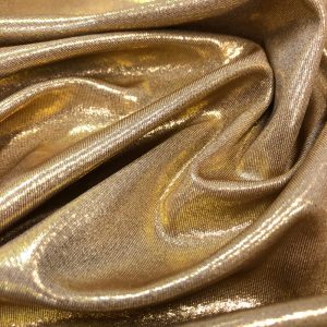 Lightweight Stretch Jersey With Metallic Foil Coating – Gold
