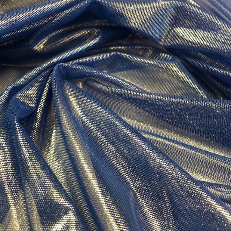 Stretch Mesh With Foil Coating – Persian Blue – Shine Trimmings & Fabrics