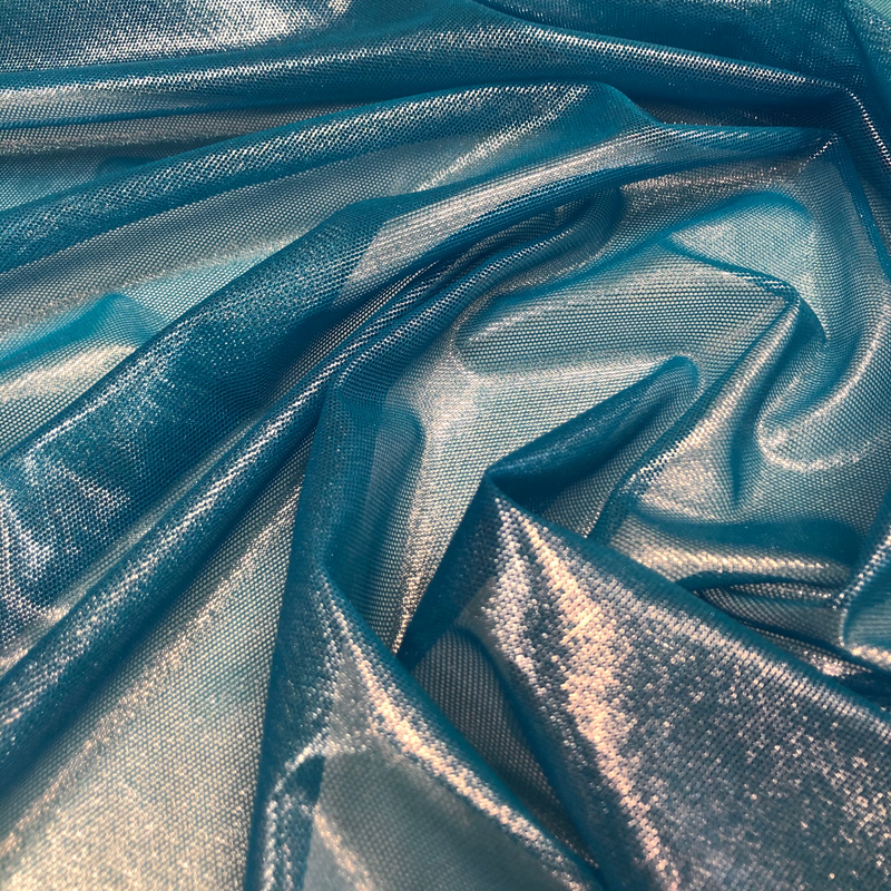 Stretch Mesh With Foil Coating – Turquoise | Shine Trimmings & Fabrics