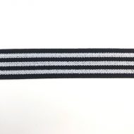 Belting Elastic Black White Stripe - 20mm