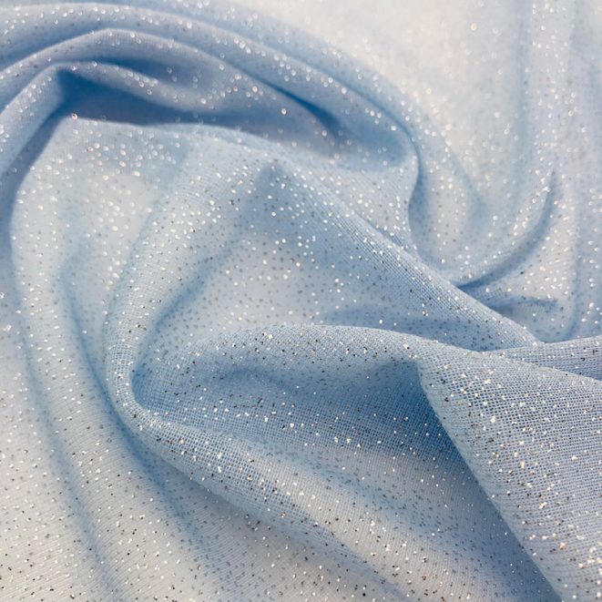 Glitter Knit Chiffon Ice Blue Shine Trimmings & Fabrics
