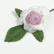 Large Single Flower with Leaves - Pink/White