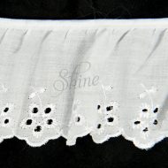 Gathered Broderie Anglaise Cambric Lace Trimming 6299 - White