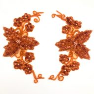 Flower Sequin Motif Pair 3331 Dark Orange Sparkle