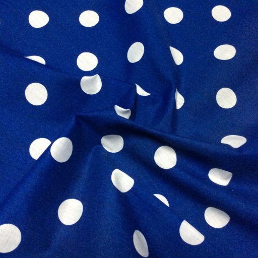 Printed Cotton Poplin Royal Blue/White Spot