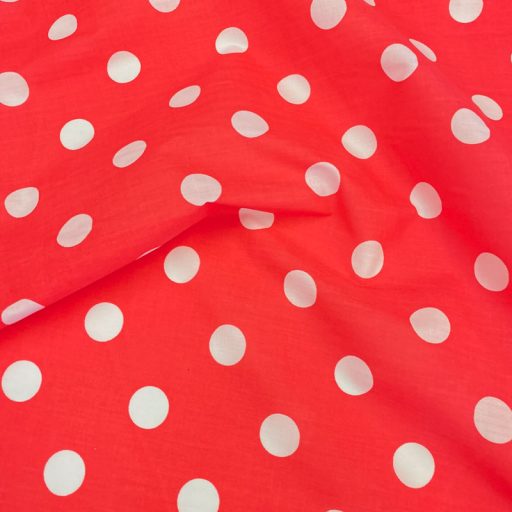 Printed Cotton Poplin Red/White Spot