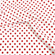 Printed Cotton Poplin White/Red Spot
