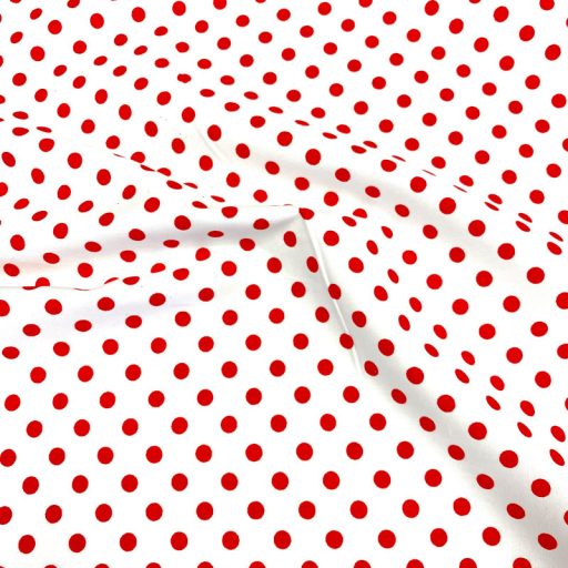 Printed Cotton Poplin White/Red Spot